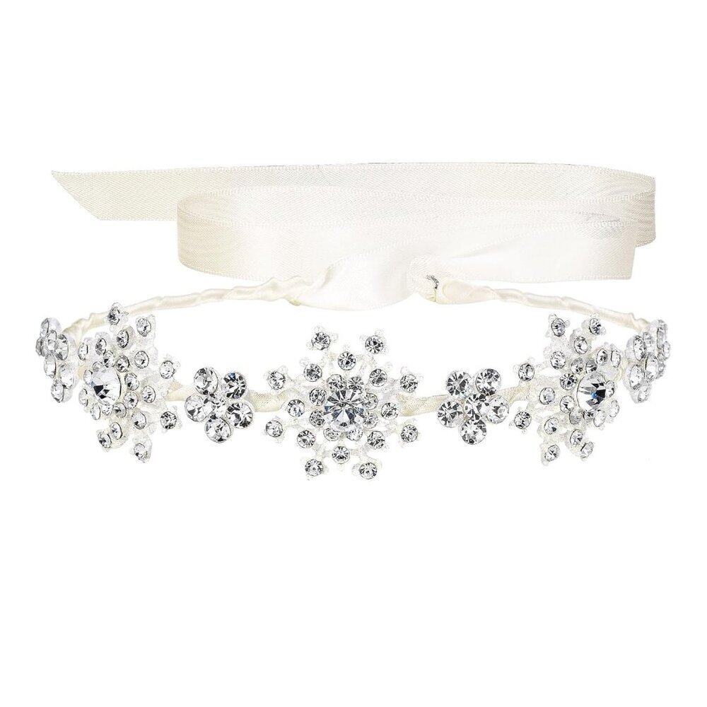 Silver-Tone Crystal Snowflake Hair Band Elegant Wedding Party Gift